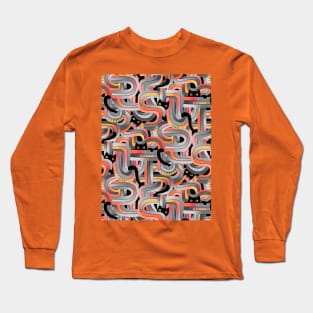 Geo Cats Maze in Sunset Colors plus Grey Long Sleeve T-Shirt